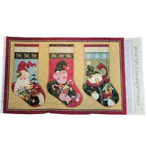 Peppermint & Hollyberries Christmas Stocking or Quilt Project Panel Fabric Elf